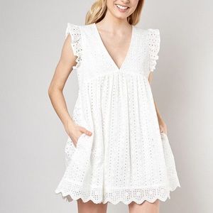 Mustard Seed White Embroidered Romper